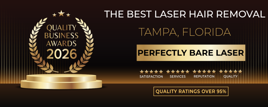 Perfectly Bare Laser ranked Best Laser Hair Removal MedSpa in Tampa third year in a row base don our client reviews and ratings,