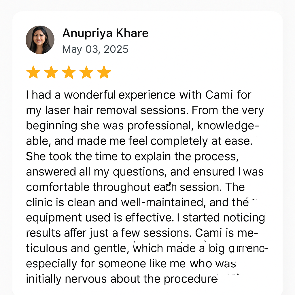 Comfortable and professional laser hair removal experience.