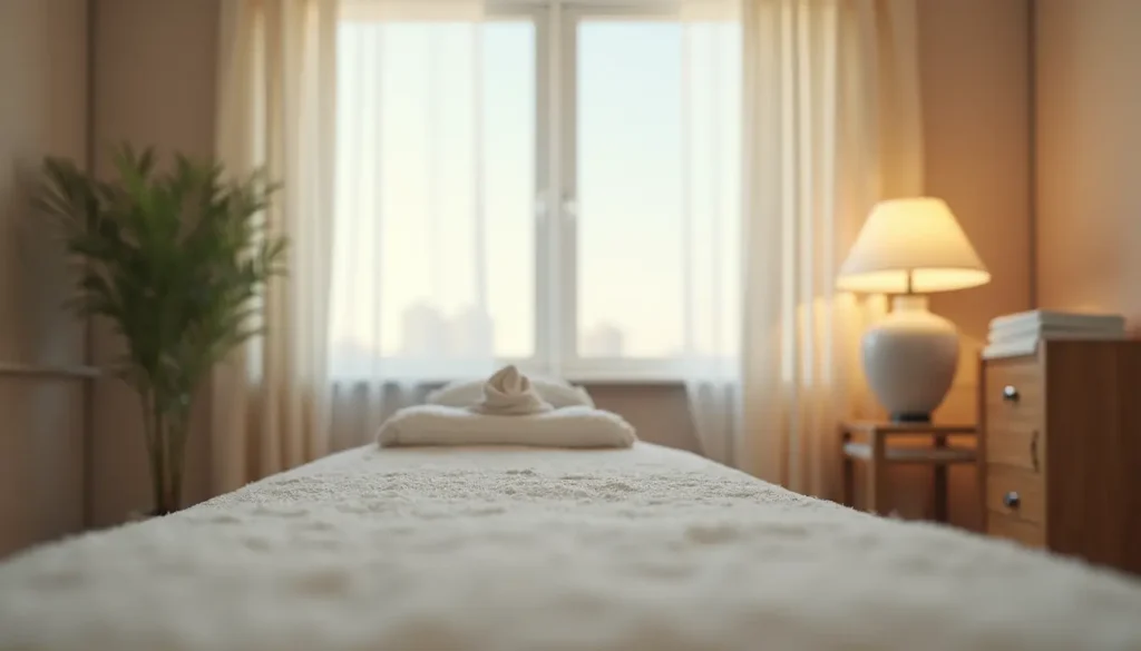 Eye-level view of a calm treatment room in a medspa