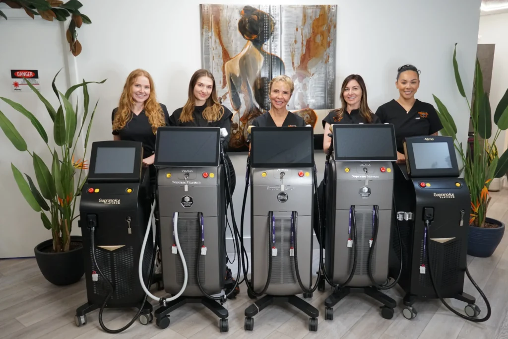 What sets us apart? Our unwavering investment in technology and training. We proudly operate five Alma Soprano laser systems—including three of the latest Titanium models and two Platinum systems—making us the #1 Soprano Laser provider in the country.