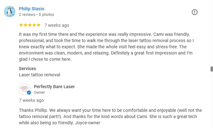 perfectly bare laser google review